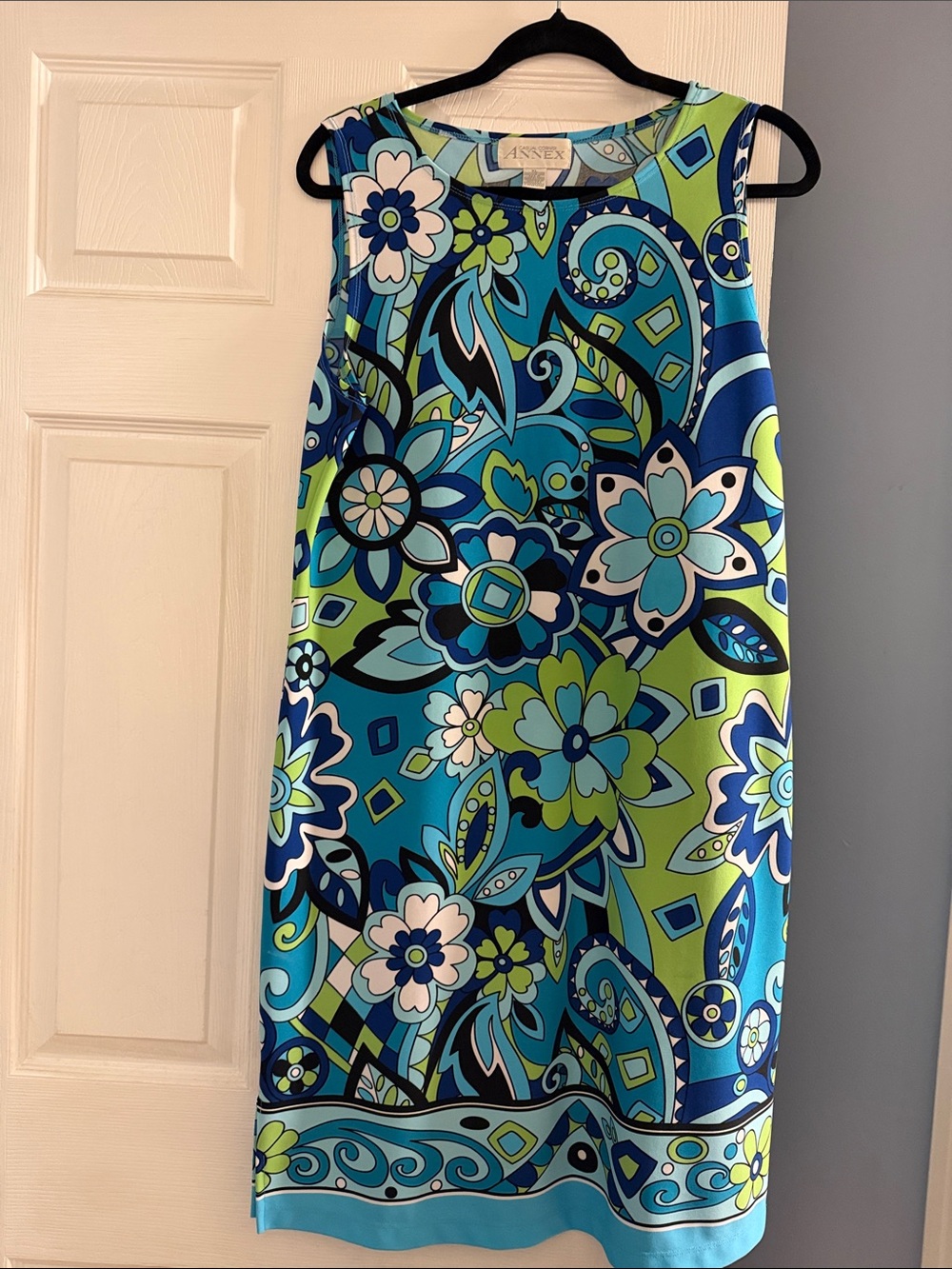 Casual Corner Annex Blue, Teal & Lime Print Top